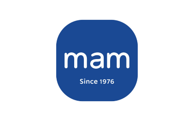 Das Logo hat die Farben Blau und eine weiße Schrift.