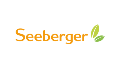 Logo mit orangefarbener Schrift und zwei grünen Blättern daneben.
